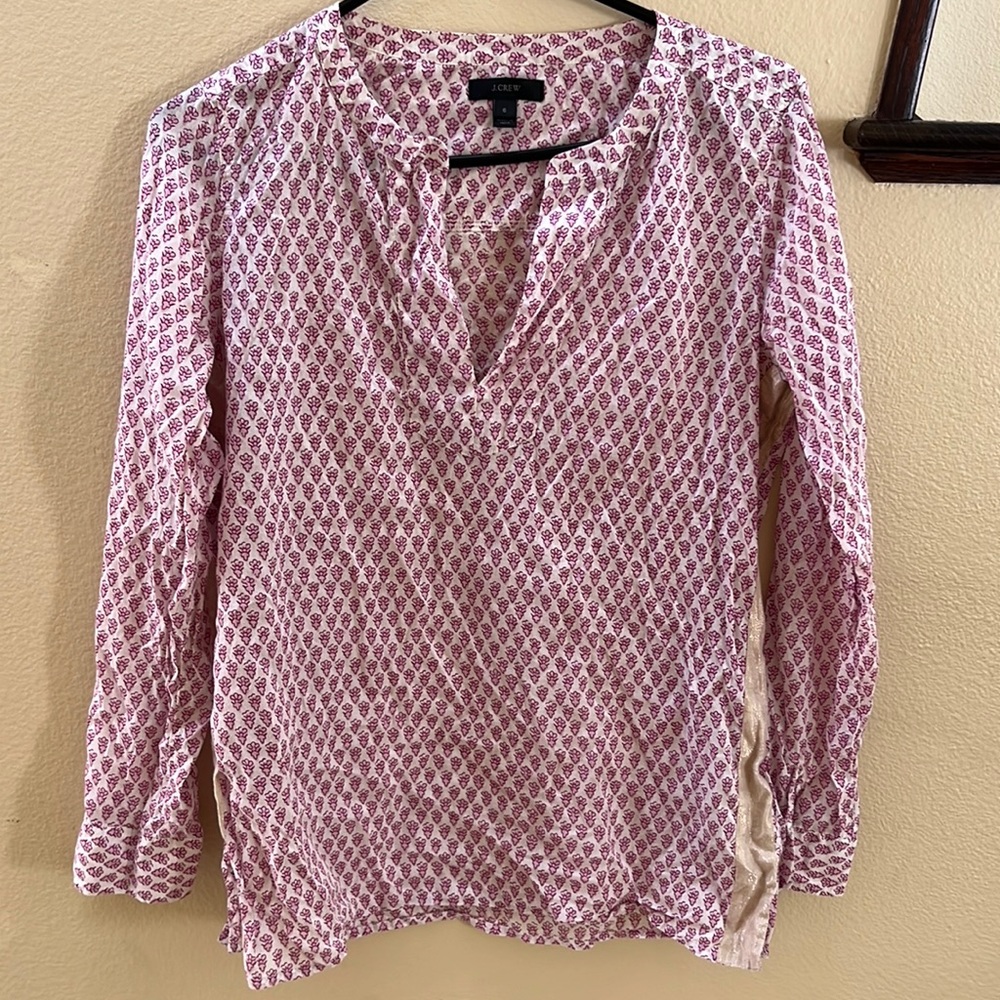 J Crew Floral V Neck Blouse